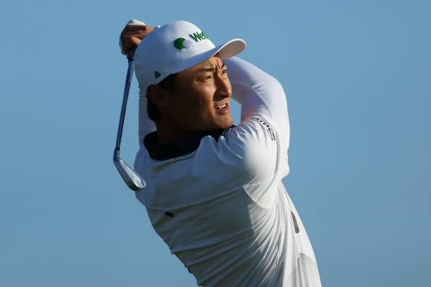 Haotong Li of China plays his shot from the third tee during Day One of The 149th Open at Royal St George’s Golf Club on July 15, 2021 in Sandwich,...