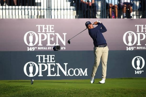 Christiaan Bezuidenhout of South Africa tees off on the first during Day One of The 149th Open at Royal St George’s Golf Club on July 15, 2021 in...