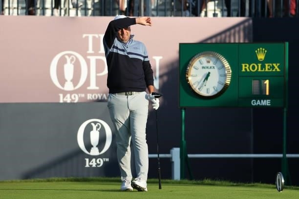 Richard Bland of England looks ahead on the 1st tee during Day One of The 149th Open at Royal St George’s Golf Club on July 15, 2021 in Sandwich,...
