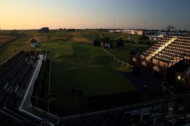 General view of the 1st tee prior to Day One of The 149th Open at Royal St George’s Golf Club on July 15, 2021 in Sandwich, England.