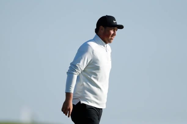 Amateur Abel Gallegos of Argentina looks on from the fourth hole during Day One of The 149th Open at Royal St George’s Golf Club on July 15, 2021 in...