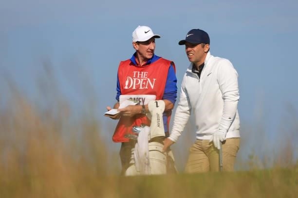Paul Casey of England looks on from the first hole during Day One of The 149th Open at Royal St George’s Golf Club on July 15, 2021 in Sandwich,...
