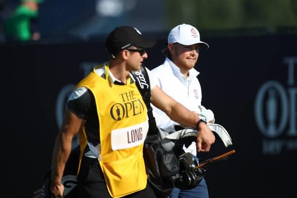 Amateur Joe Long of England looks on at the first tee during Day One of The 149th Open at Royal St George’s Golf Club on July 15, 2021 in Sandwich,...