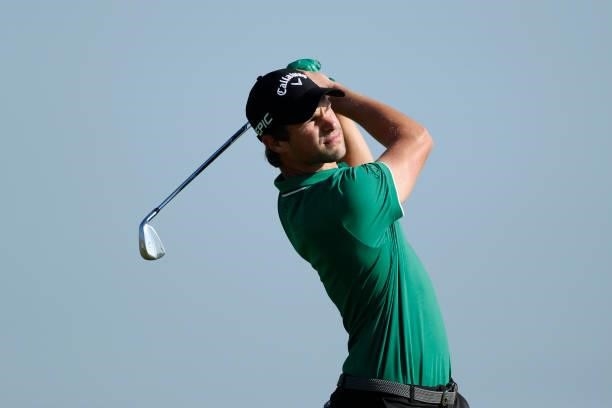 Thomas Detry of Belgium plays his shot from the third tee during Day One of The 149th Open at Royal St George’s Golf Club on July 15, 2021 in...