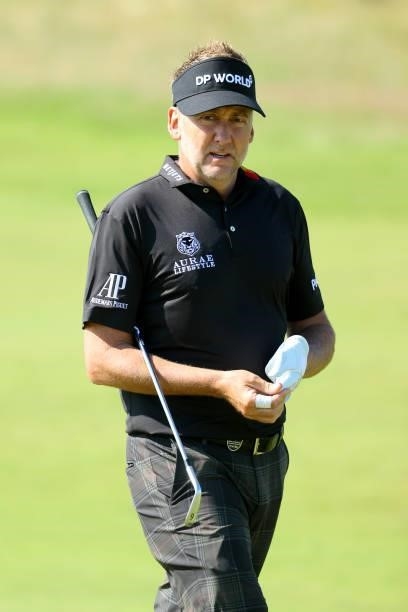 Ian Poulter of England looks on from the seventh hole during Day One of The 149th Open at Royal St George’s Golf Club on July 15, 2021 in Sandwich,...