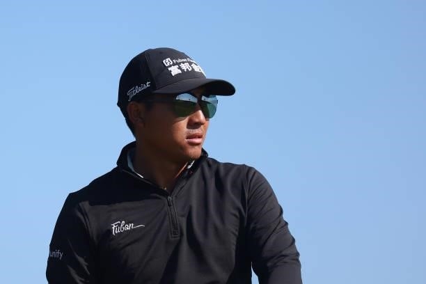 Pan of Chinese Taipei looks ahead on the 3rd hole during Day One of The 149th Open at Royal St George’s Golf Club on July 15, 2021 in Sandwich,...