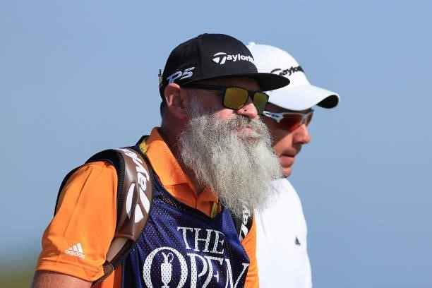 Nick Pugh, caddie of Lucas Herbert of Australia looks on during Day One of The 149th Open at Royal St George’s Golf Club on July 15, 2021 in...