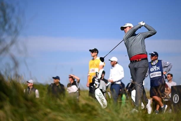 Bernd Wiesberger of Austria tees off on the 1st hole during Day One of The 149th Open at Royal St George’s Golf Club on July 15, 2021 in Sandwich,...