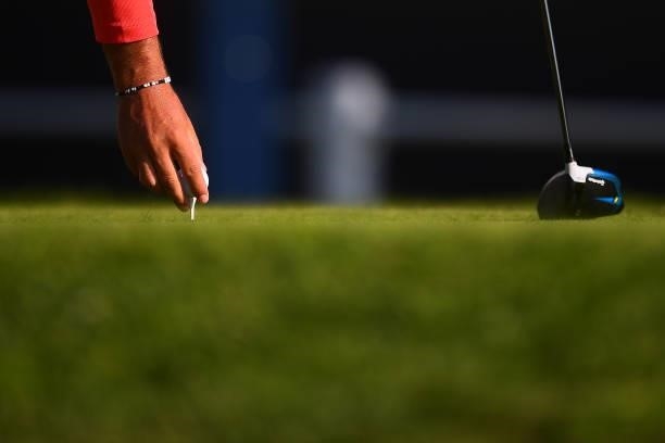 Brooks Koepka of The United States prepares to tee from the 1st hole during Day One of The 149th Open at Royal St George’s Golf Club on July 15, 2021...