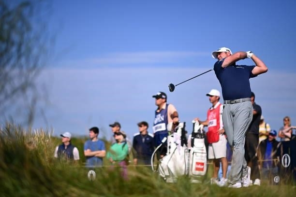 Jason Kokrak of The United States tees off on the 4th hole during Day One of The 149th Open at Royal St George’s Golf Club on July 15, 2021 in...