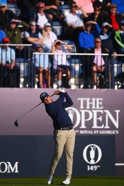 Christiaan Bezuidenhout of South Africa tees off on the 1st hole during Day One of The 149th Open at Royal St George’s Golf Club on July 15, 2021 in...