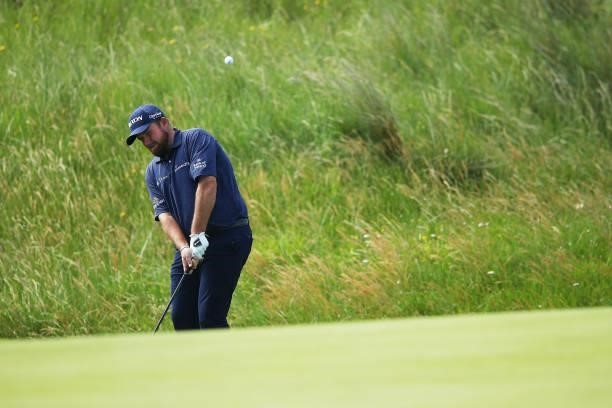 Shane Lowry of Ireland plays his third shot on the second hole during Day One of The 149th Open at Royal St George’s Golf Club on July 15, 2021 in...