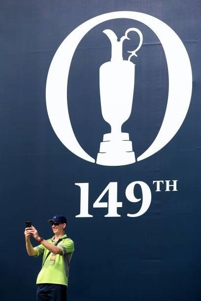 Spectator takes a selfie during Day One of The 149th Open at Royal St George’s Golf Club on July 15, 2021 in Sandwich, England.
