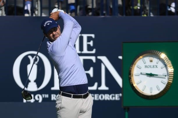Jorge Campillo of Spain tees off on the 1st hole during Day One of The 149th Open at Royal St George’s Golf Club on July 15, 2021 in Sandwich,...