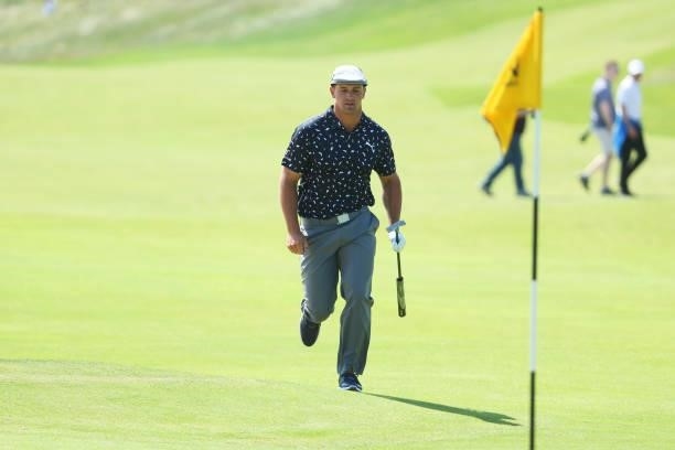 Bryson DeChambeau of the United States looks on from the seventh hole during Day One of The 149th Open at Royal St George’s Golf Club on July 15,...