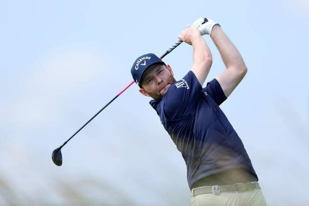 Brandon Grace of South Africa tees off on the 5th hole during Day One of The 149th Open at Royal St George’s Golf Club on July 15, 2021 in Sandwich,...
