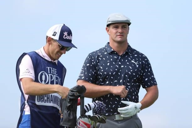 Bryson Dechambeau of The United States looks on during Day One of The 149th Open at Royal St George’s Golf Club on July 15, 2021 in Sandwich, England.