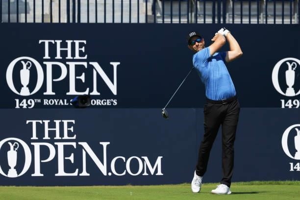 Marcel Schneider of Germany plays his shot from the first tee during Day One of The 149th Open at Royal St George’s Golf Club on July 15, 2021 in...