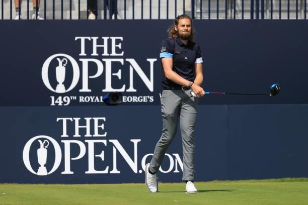 Connor Wordsdall of England plays his shot from the first tee during Day One of The 149th Open at Royal St George’s Golf Club on July 15, 2021 in...