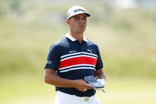 Gary Woodland of the United States looks on from the ninth hole during Day One of The 149th Open at Royal St George’s Golf Club on July 15, 2021 in...