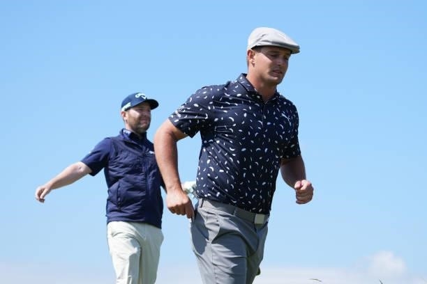 Bryson DeChambeau of the United States makes his way from the seventh tee during Day One of The 149th Open at Royal St George’s Golf Club on July 15,...