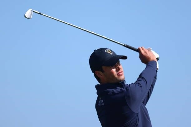 Cole Hammer of United States tees off on the 3rd hole during Day One of The 149th Open at Royal St George’s Golf Club on July 15, 2021 in Sandwich,...
