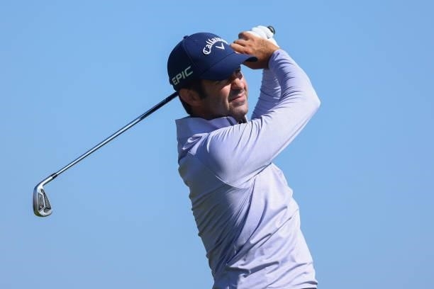 Jorge Campillo of Spain tees off on the 3rd hole during Day One of The 149th Open at Royal St George’s Golf Club on July 15, 2021 in Sandwich,...