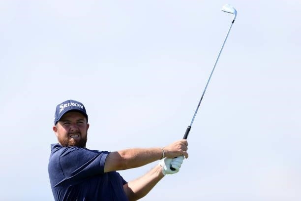 Shane Lowry of Ireland tees off on the 5th hole during Day One of The 149th Open at Royal St George’s Golf Club on July 15, 2021 in Sandwich, England.