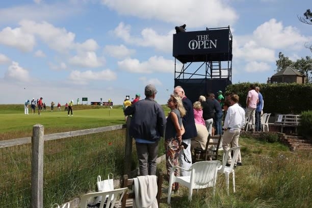 Spectators watch on during Day One of The 149th Open at Royal St George’s Golf Club on July 15, 2021 in Sandwich, England.