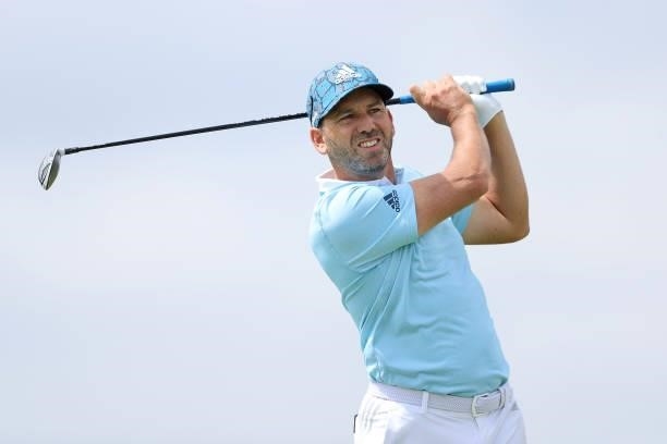 Sergio Garcia of Spain tees off on the 5th hole during Day One of The 149th Open at Royal St George’s Golf Club on July 15, 2021 in Sandwich, England.