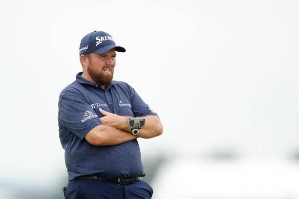 Shane Lowry of Ireland looks on from on the ninth hole during Day One of The 149th Open at Royal St George’s Golf Club on July 15, 2021 in Sandwich,...