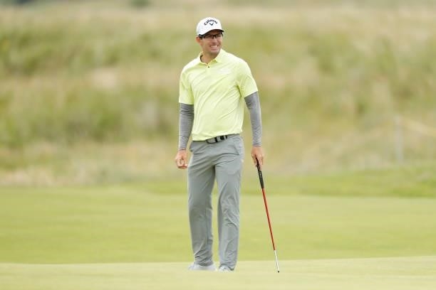Dylan Frittelli of South Africa reacts during Day One of The 149th Open at Royal St George’s Golf Club on July 15, 2021 in Sandwich, England.