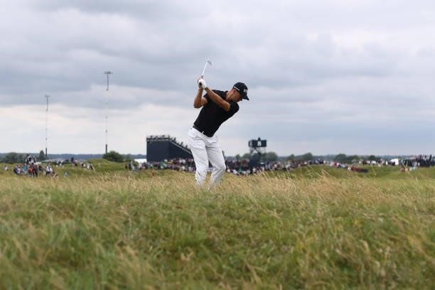 Martin Kaymer of Germany plays his second shot on the 8th hole during Day One of The 149th Open at Royal St George’s Golf Club on July 15, 2021 in...