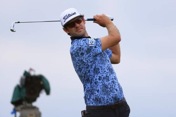 Lanto Griffin of The United States tees off on the 5th hole during Day One of The 149th Open at Royal St George’s Golf Club on July 15, 2021 in...