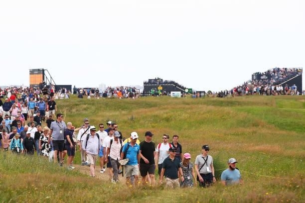 Fans make their way around the course during Day One of The 149th Open at Royal St George’s Golf Club on July 15, 2021 in Sandwich, England.