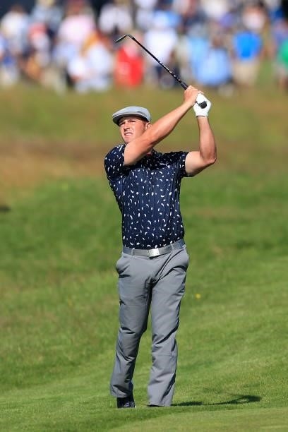 Bryson Dechambeau of The United States plays his second shot on the 1st hole during Day One of The 149th Open at Royal St George’s Golf Club on July...