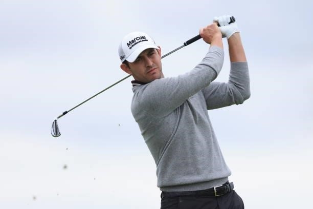 Patrick Cantlay of The United States tees off on the 5th hole during Day One of The 149th Open at Royal St George’s Golf Club on July 15, 2021 in...