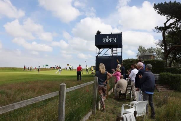 Spectators watch play during Day One of The 149th Open at Royal St George’s Golf Club on July 15, 2021 in Sandwich, England.