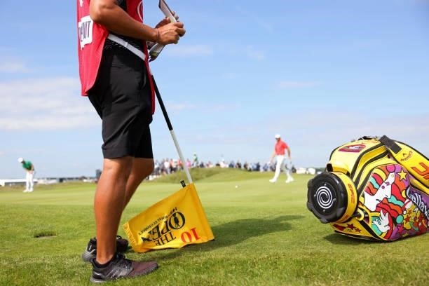 The golf bag of Christiaan Bezuidenhout of South Africa is seen during Day One of The 149th Open at Royal St George’s Golf Club on July 15, 2021 in...