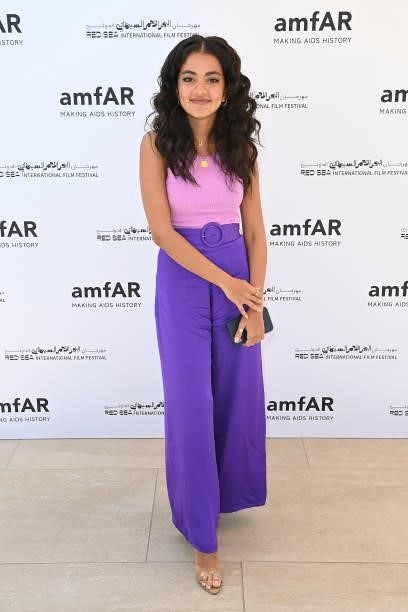 Ajwa Aljoudi attends celebration of Cinema, Pre-amfAR gala lunch hosted by the Red Sea International Film Festival during the 74th annual Cannes Film...