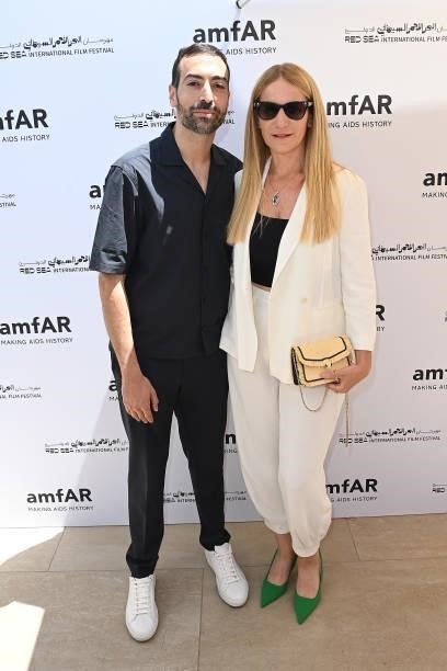 Mohammed Al Turki and Elisabetta Marra attend celebration of Cinema, Pre-amfAR gala lunch hosted by the Red Sea International Film Festival during...