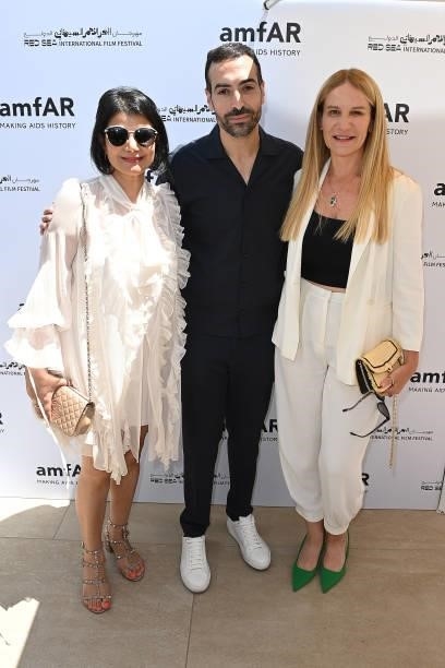 Shivani Pandya, Mohammed Al Turki and Elisabetta Marra attend celebration of Cinema, Pre-amfAR gala lunch hosted by the Red Sea International Film...