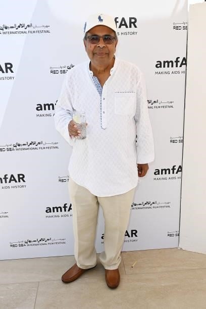 Srichand Parmanand Hinduja attends celebration of Cinema, Pre-amfAR gala lunch hosted by the Red Sea International Film Festival during the 74th...