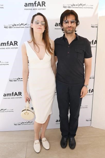 Natalia Ryumina and Edoardo Francia attend celebration of Cinema, Pre-amfAR gala lunch hosted by the Red Sea International Film Festival during the...
