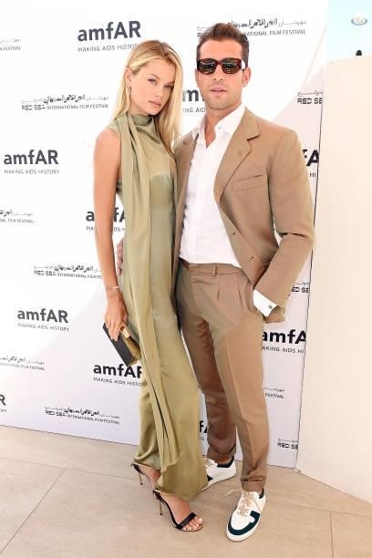 Frida Aasen and Tommy Chiabra attend celebration of Cinema, Pre-amfAR gala lunch hosted by the Red Sea International Film Festival during the 74th...