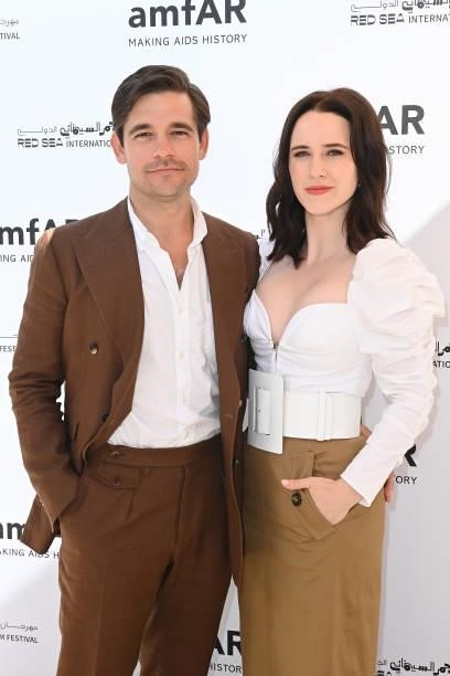 Jason Ralph and Rachel Brosnahan attends celebration of Cinema, Pre-amfAR gala lunch hosted by the Red Sea International Film Festival during the...