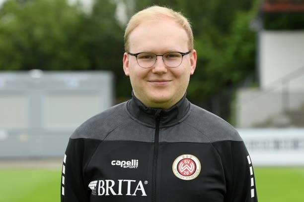 Scout Philipp Gründler of SV Wehen Wiesbaden poses during the team presentation at on July 15, 2021 in Wiesbaden, Germany.