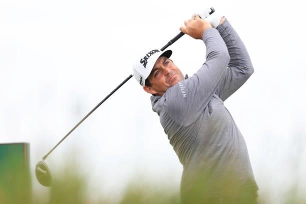 Keegan Bradley of the United States plays his shot from the fourth tee during Day One of The 149th Open at Royal St George’s Golf Club on July 15,...