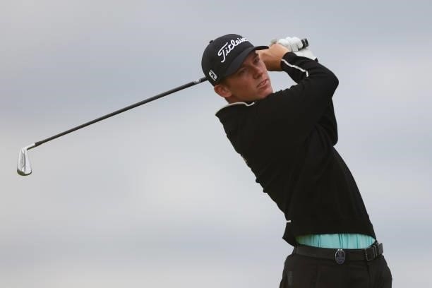 Daniel Hillier of New Zealand tees off on the 5th hole during Day One of The 149th Open at Royal St George’s Golf Club on July 15, 2021 in Sandwich,...
