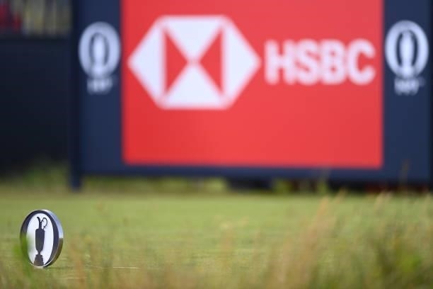 Branding is seen during Day One of The 149th Open at Royal St George’s Golf Club on July 15, 2021 in Sandwich, England.
